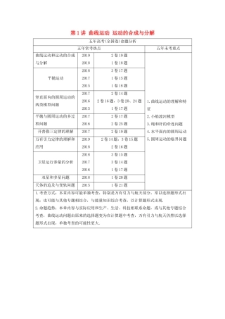 高考物理一轮复习 第四章 曲线运动 万有引力与航天 第1讲 曲线运动 运动的合成与分解学案作业（含解析）新人教版-新人教版高三全册物理学案