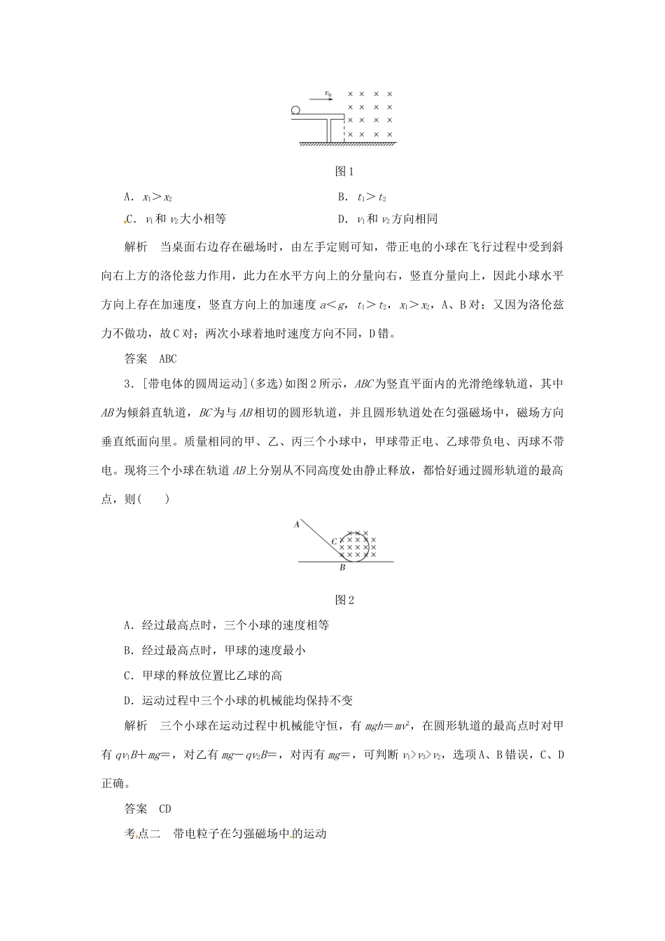 高考物理一轮复习 专题 磁场对运动电荷的作用导学案1-人教版高三全册物理学案_第3页