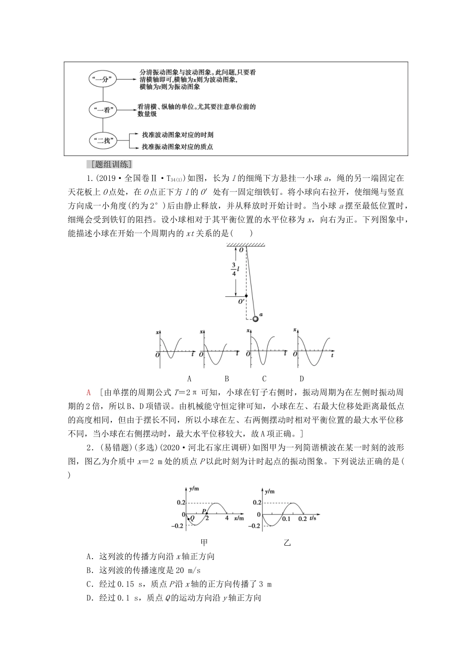 高考物理二轮复习 专题复习篇 专题7 第2讲 振动和波动 光与电磁波学案-人教版高三全册物理学案_第3页