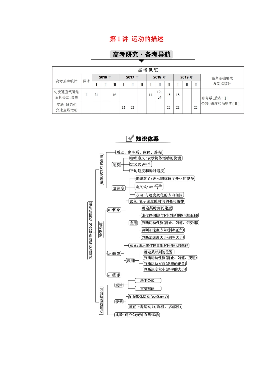 高考物理一轮复习 第一单元 运动的描述与匀变速直线运动 第1讲 运动的描述学案 新人教版-新人教版高三全册物理学案_第1页