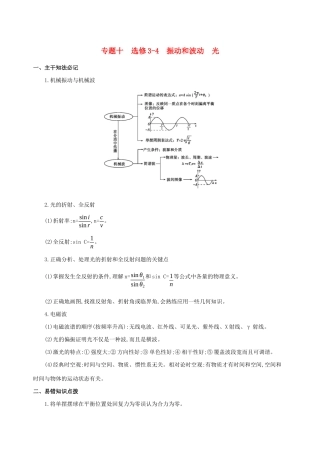 高考物理二轮复习 专题十 选修3-4 振动和波动 光学案-人教版高三选修3-4物理学案