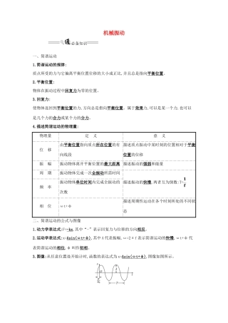 高考物理一轮复习 第一章 机械振动与机械波 1 机械振动学案（选修3-4）-人教版高三选修3-4物理学案