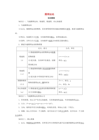高考物理一轮复习 专题 圆周运动导学案1-人教版高三全册物理学案