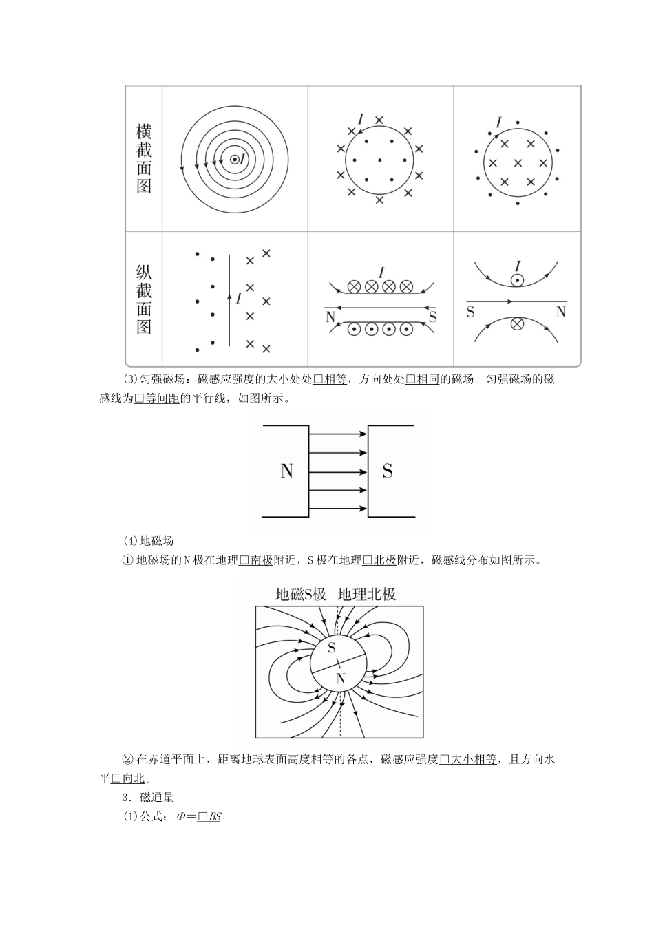 高考物理一轮复习 第九章 第1讲 磁场及其对电流的作用学案（含解析）-人教版高三全册物理学案_第3页