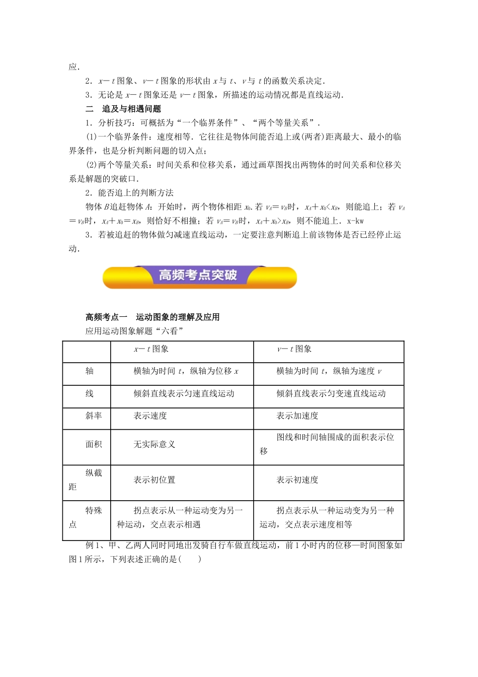高考物理一轮复习 专题1.4 运动图象 追及相遇问题教学案-人教版高三全册物理教学案_第2页