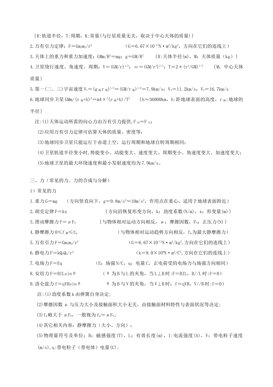 高考物理复习 高中物理定理、定律和公式 汇总表素材新人教版_第3页