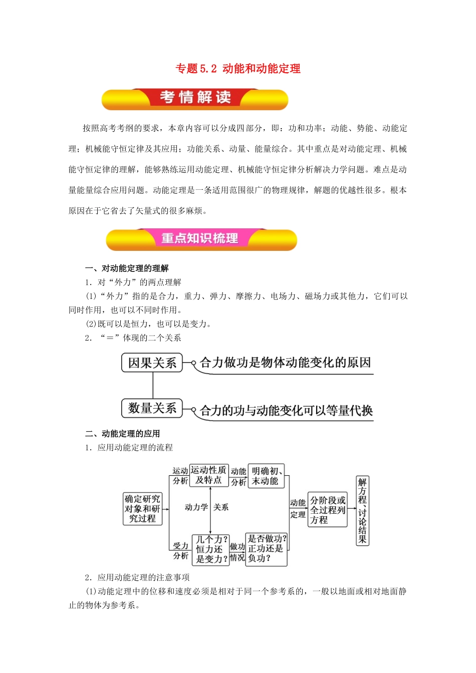 高考物理一轮复习 专题5.2 动能和动能定理教学案-人教版高三全册物理教学案_第1页