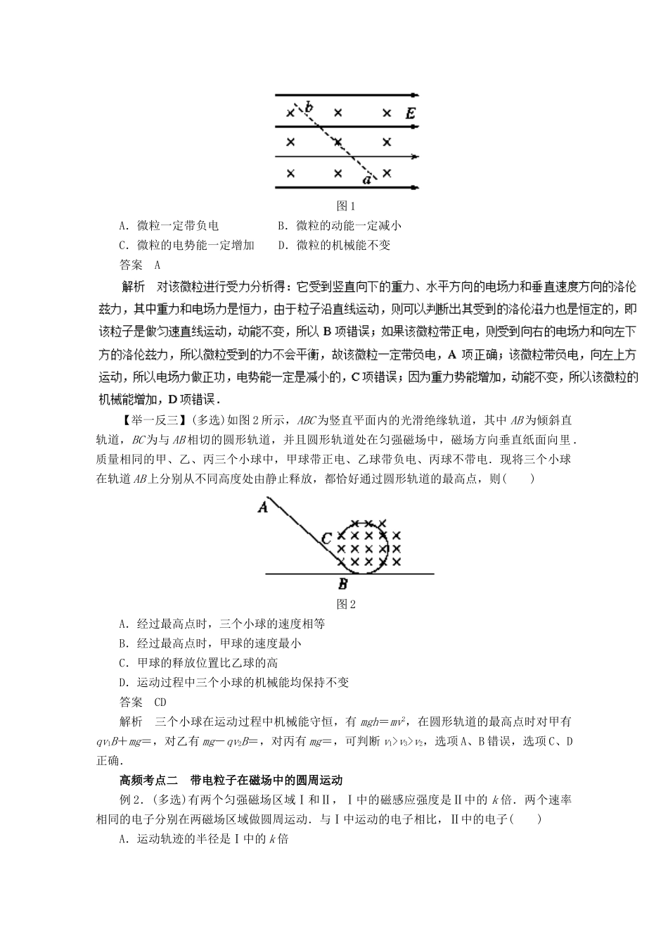 高考物理一轮复习 专题8.2 磁场对运动电荷的作用教学案-人教版高三全册物理教学案_第3页