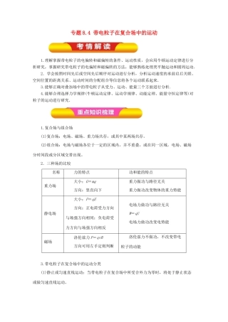 高考物理一轮复习 专题8.4 带电粒子在复合场中的运动教学案-人教版高三全册物理教学案