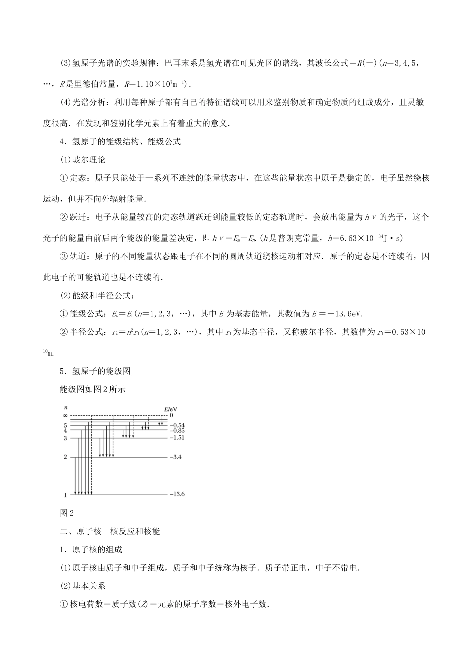 高考物理一轮复习 专题13.4 原子结构 原子核教学案-人教版高三全册物理教学案_第2页