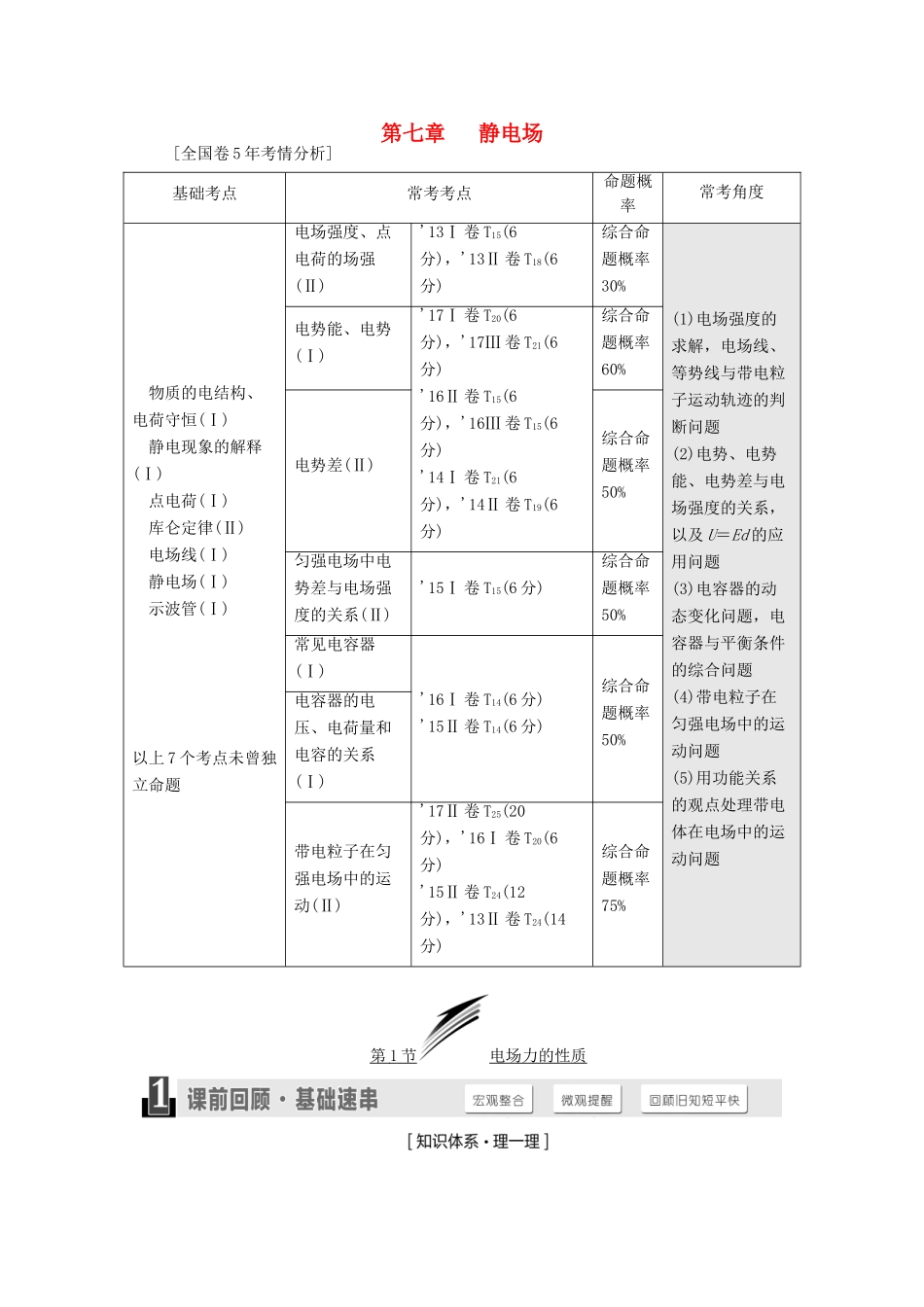 高考物理一轮复习 第七章 静电场学案-人教版高三全册物理学案_第1页