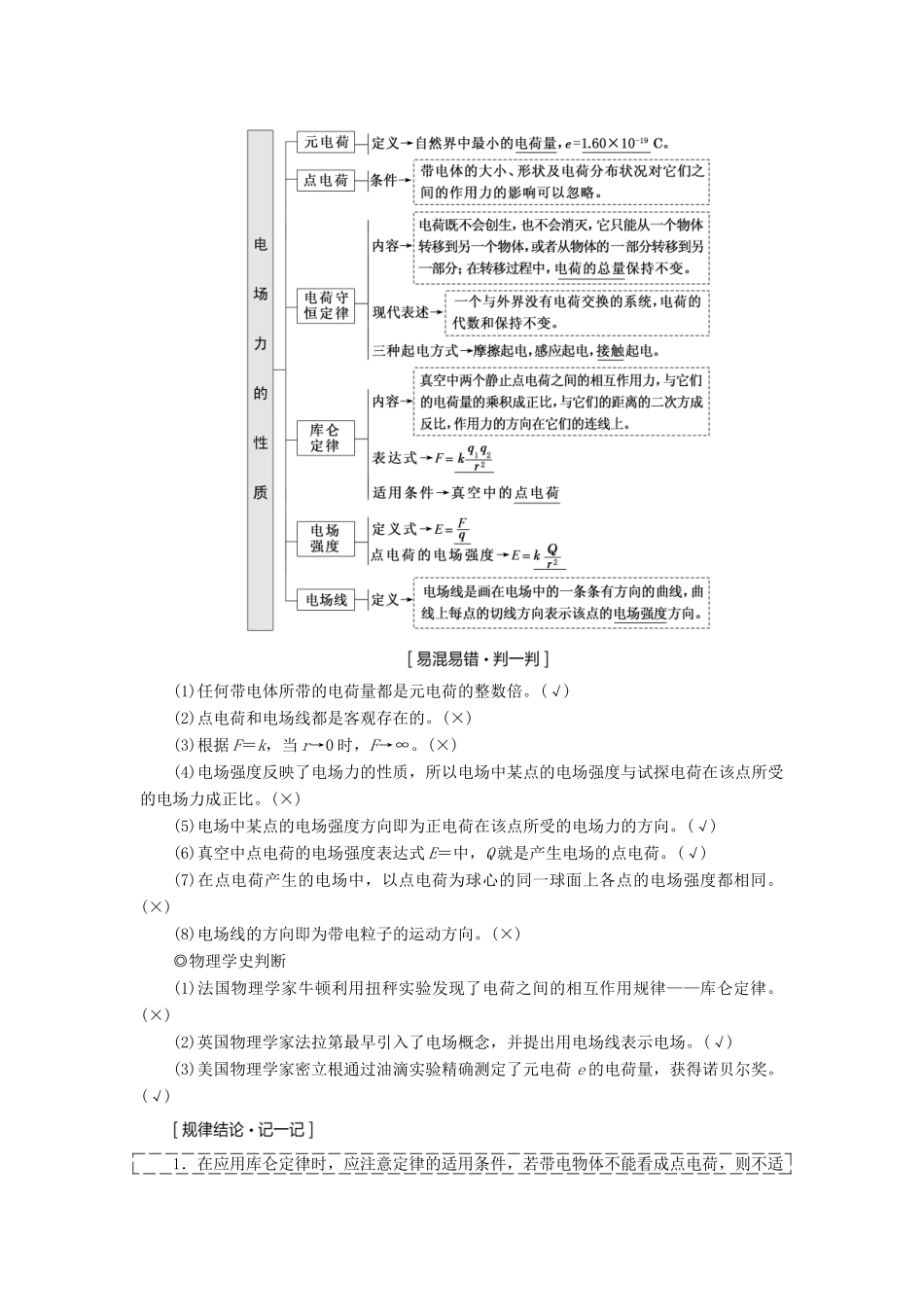 高考物理一轮复习 第七章 静电场学案-人教版高三全册物理学案_第2页