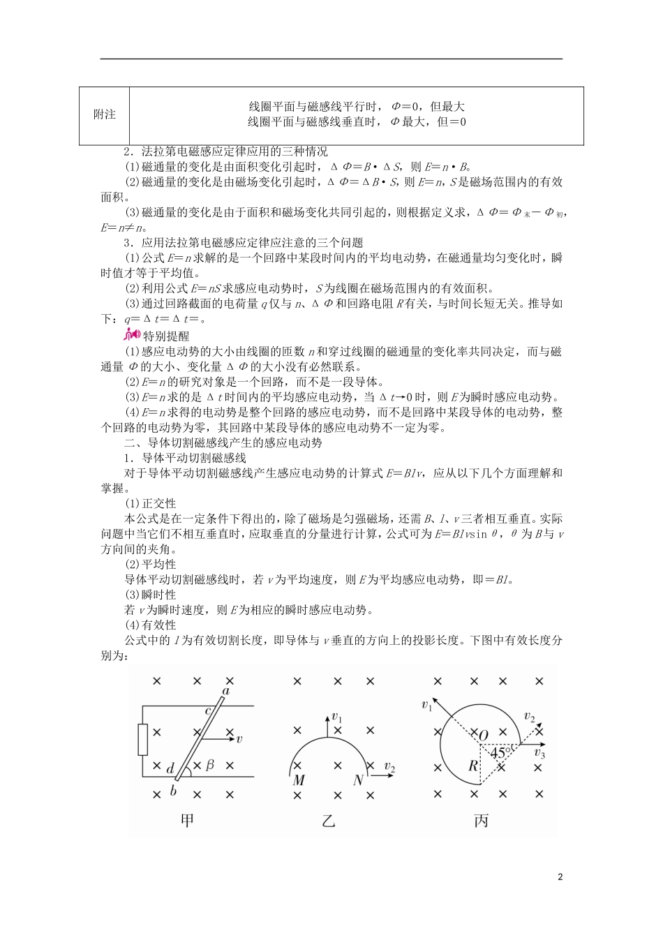 高考物理一轮复习 专题十 电磁感应 考点二 法拉第电磁感应定律 自感和涡流教学案（含解析）-人教版高三全册物理教学案_第2页