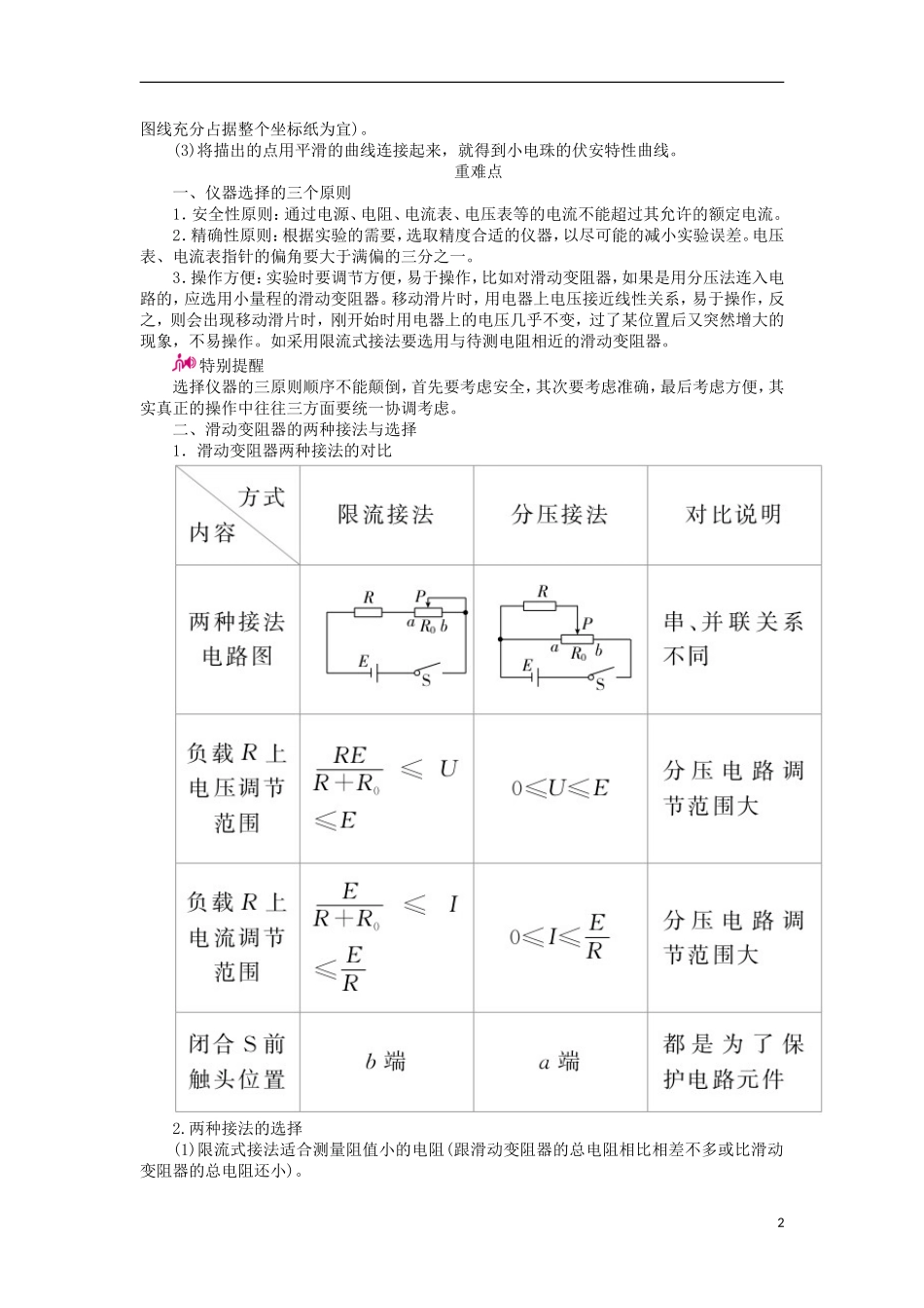 高考物理一轮复习 专题十二 实验与探究 考点二 电学实验 实验八 描绘小电珠的伏安特性曲线教学案（含解析）-人教版高三全册物理教学案_第2页