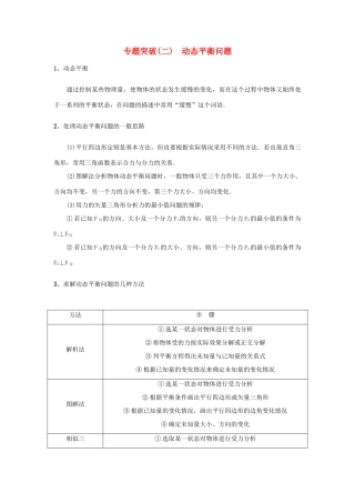 高考物理一轮复习 专题突破（二）动态平衡问题学案-人教版高三全册物理学案