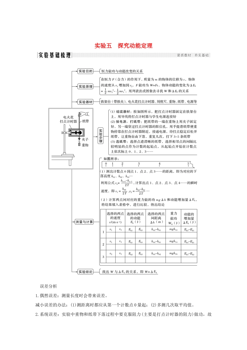 高考物理一轮复习 第五章 机械能 实验五 探究动能定理学案 粤教版-粤教版高三全册物理学案_第1页