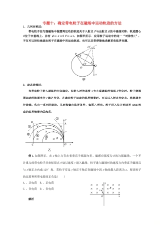 高考物理总复习 解题方法专题精细讲解 专题十 确定带电粒子在磁场中运动轨迹的方法学案-人教版高三全册物理学案