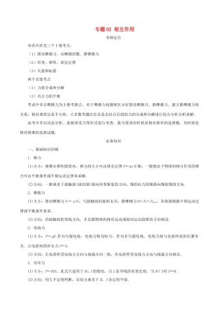 高考物理总复习 专题02 相互作用精准导航学案-人教版高三全册物理学案