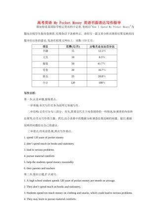 高考英语 My Pocket Money 英语书面表达写作指导