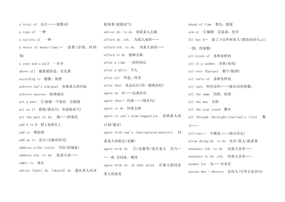 高考英语 必考短语词组素材 新人教版_第2页