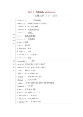 高考英语一轮复习 Unit 4 Wildlife protection导学案 新人教版必修2-新人教版高三必修2英语学案