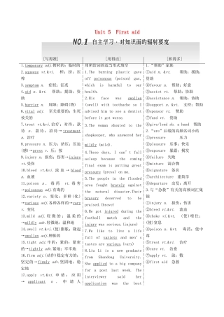 高考英语一轮复习 Unit 5 First aid导学案 新人教版必修5-新人教版高三必修5英语学案