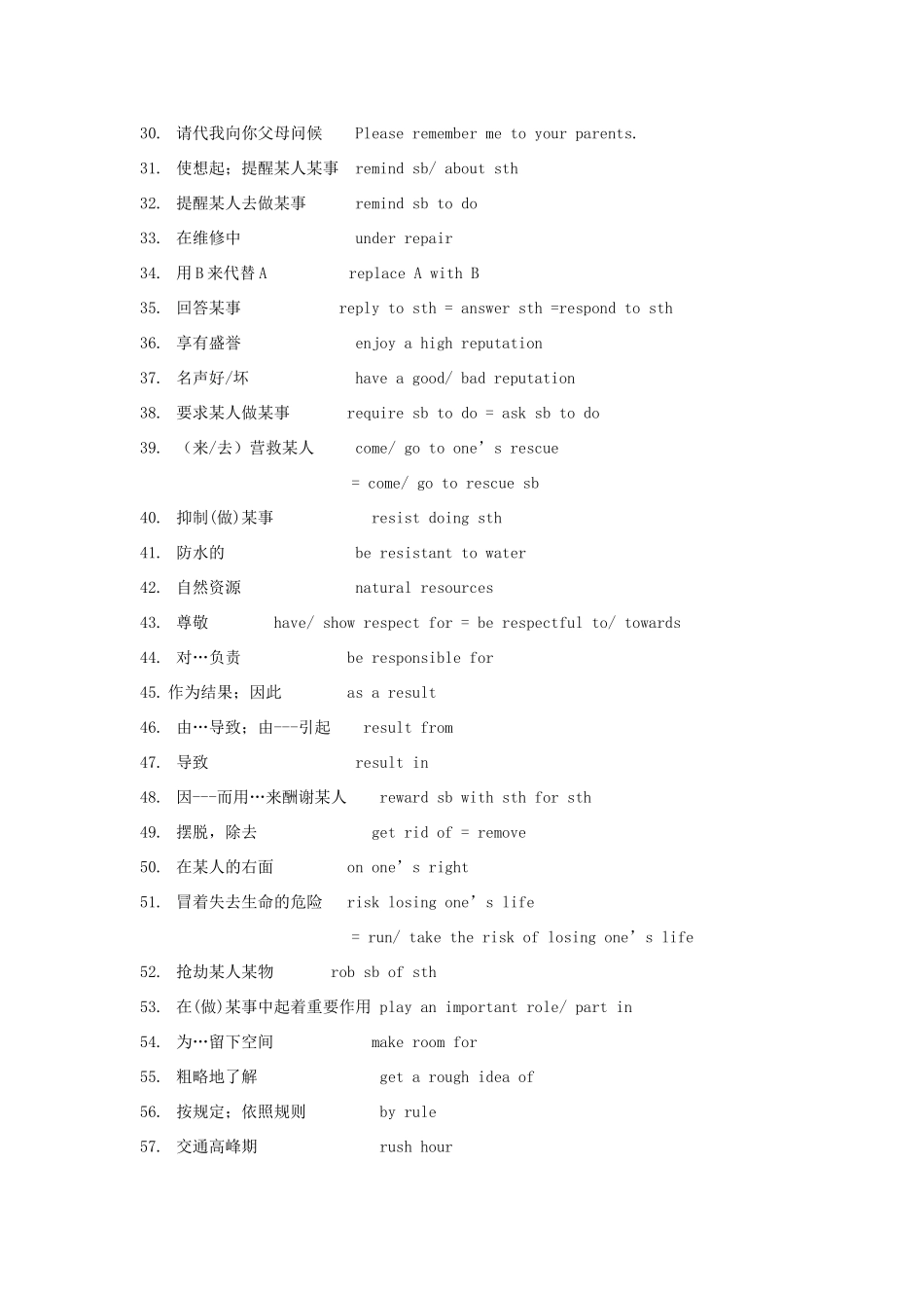 高考英语 词汇手册词组默写8_第2页
