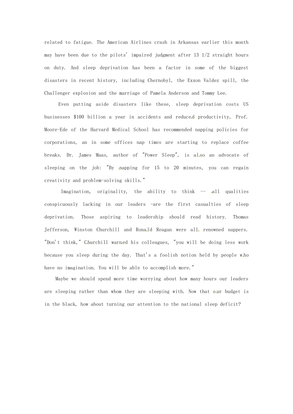 高考英语《流行话题 语境识词4500》Unit 65　The American Sleep Deficit素材_第2页