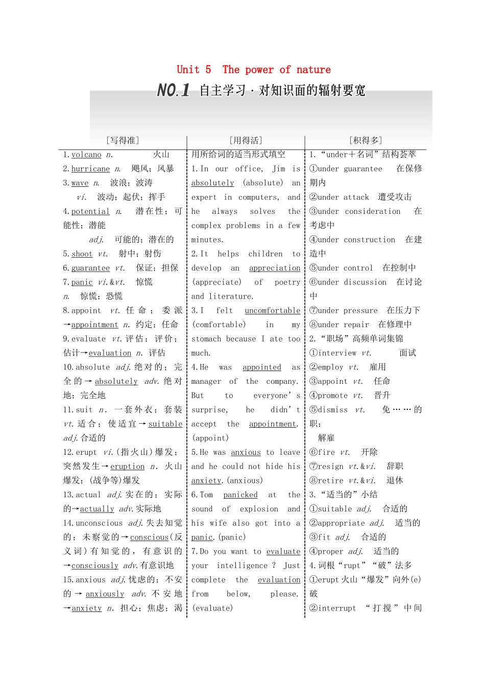 高考英语一轮复习 Unit 5 The power of natureArt导学案 新人教版选修6-新人教版高三选修6英语学案_第1页
