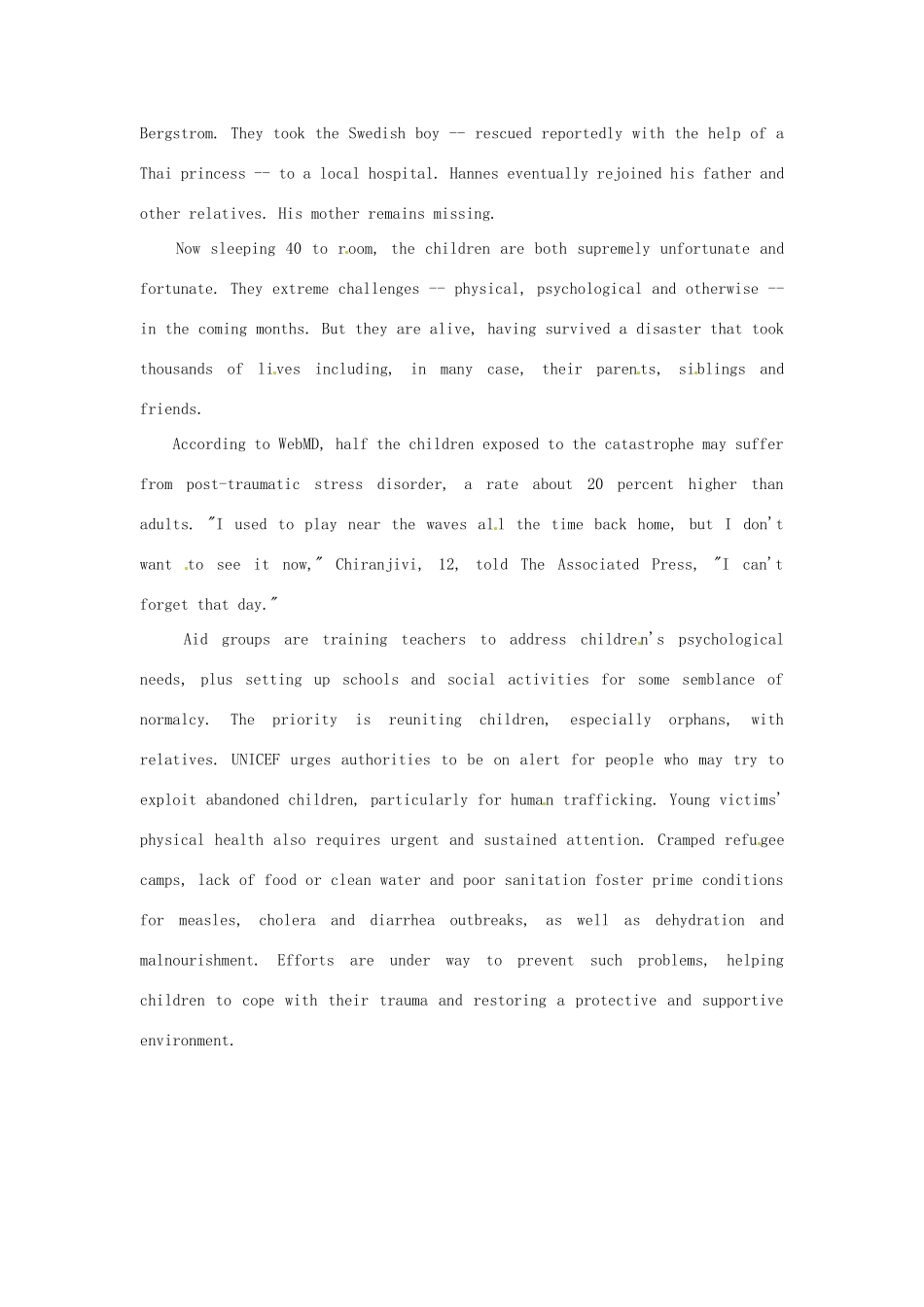 高考英语《流行话题 语境识词4500》Unit 70 Tsunami Generation Braves Physical, Psychological Scars素材_第2页