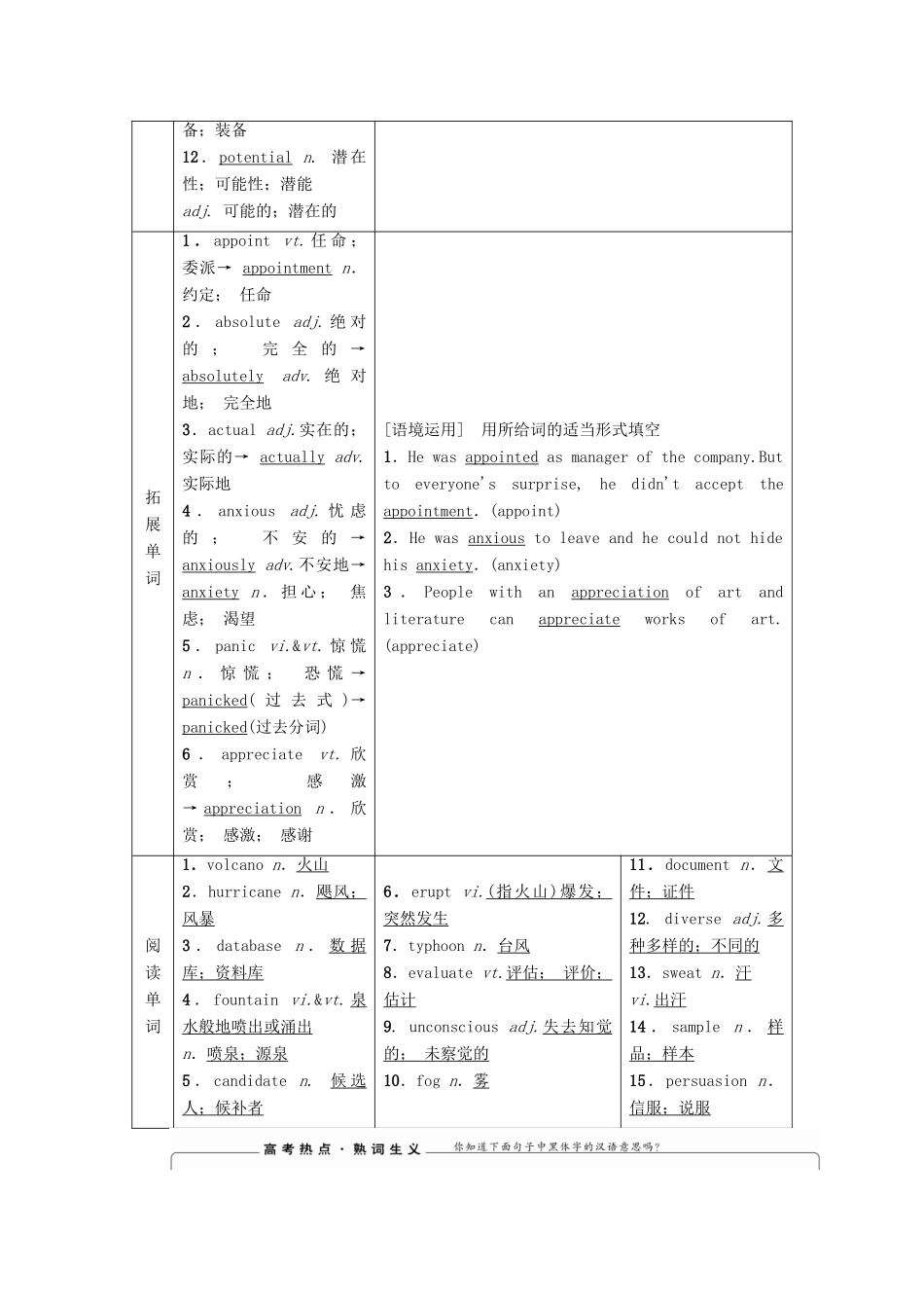 高考英语一轮复习 Unit 5 The power of nature教学案 新人教版选修6-新人教版高三选修6英语教学案_第2页