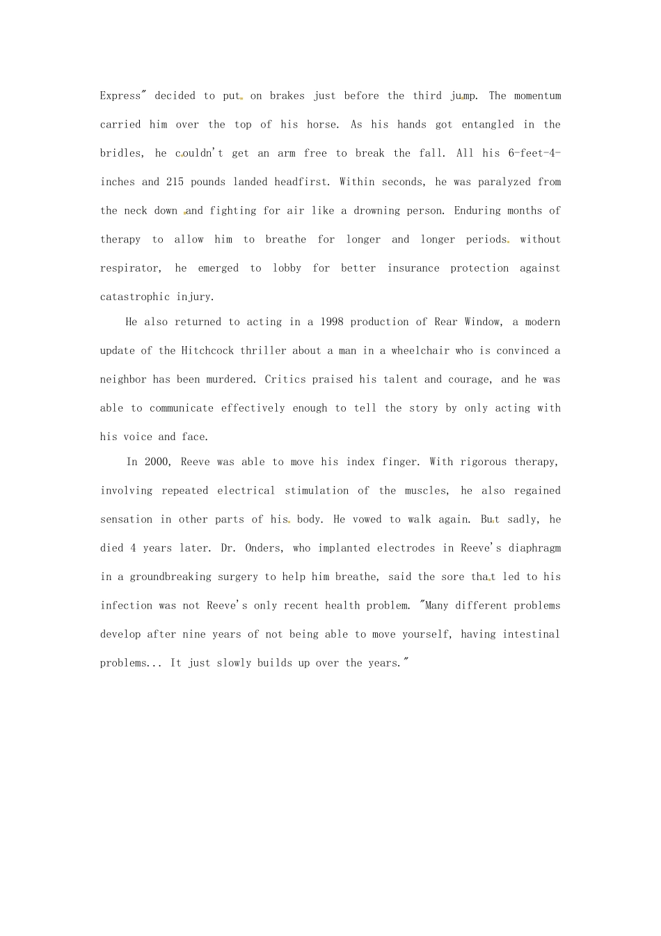 高考英语《流行话题 语境识词4500》Unit 76　Superman Star Christopher Reeve素材_第2页