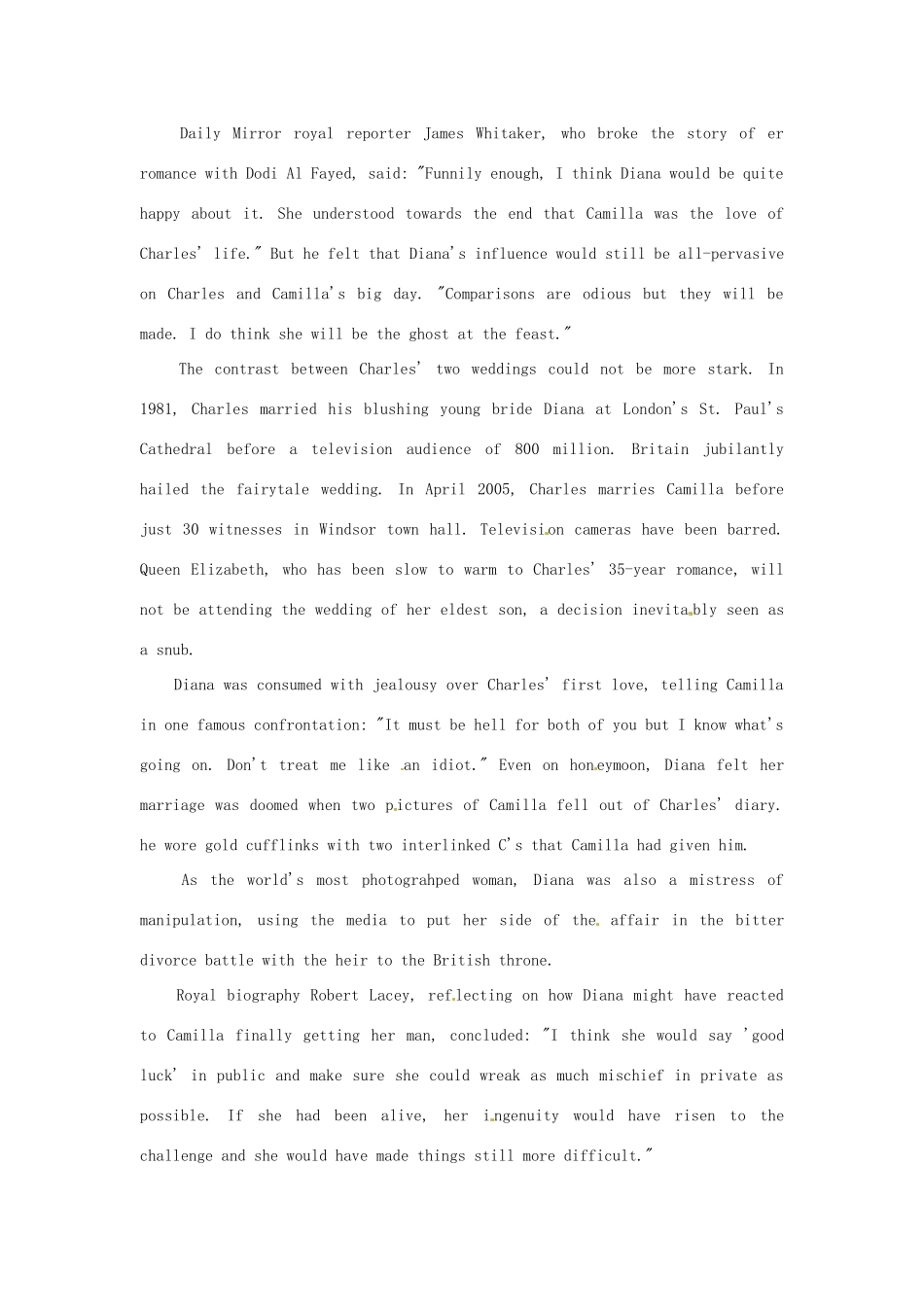 高考英语《流行话题 语境识词4500》Unit 85 Ghost of Diana at Royal Wedding素材_第2页