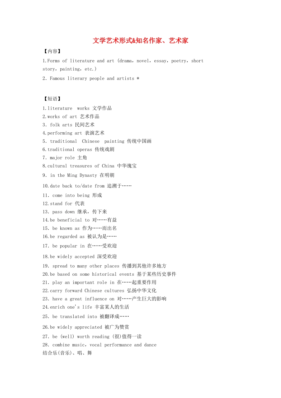 高考英语二轮复习 书面表达热门话题5 文学艺术形式知名作家、艺术家学案 新人教版-新人教版高三全册英语学案_第1页