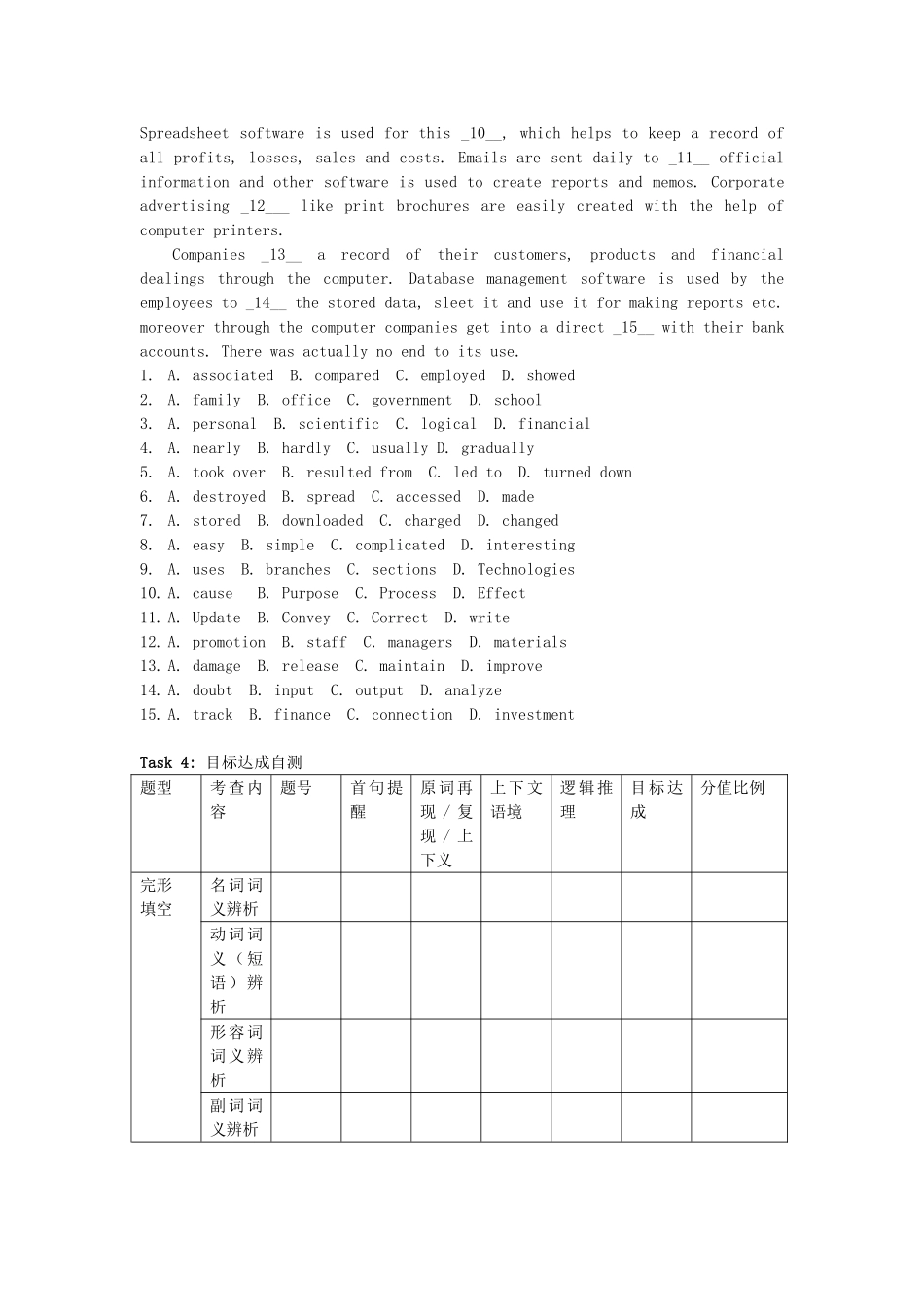 高考英语 话题式精析完型填空解题技巧和解题方法 Topic14 Popular Science and Modern Technology学案-人教版高三全册英语学案_第2页