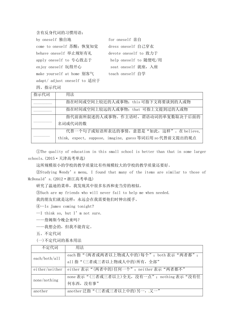 高考英语二轮专题复习 代词导学案-人教版高三全册英语学案_第2页