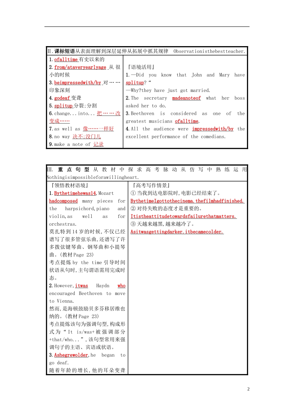 高考英语一轮复习 Module 3 Music预习案 外研版必修2-外研版高三必修2英语学案_第2页