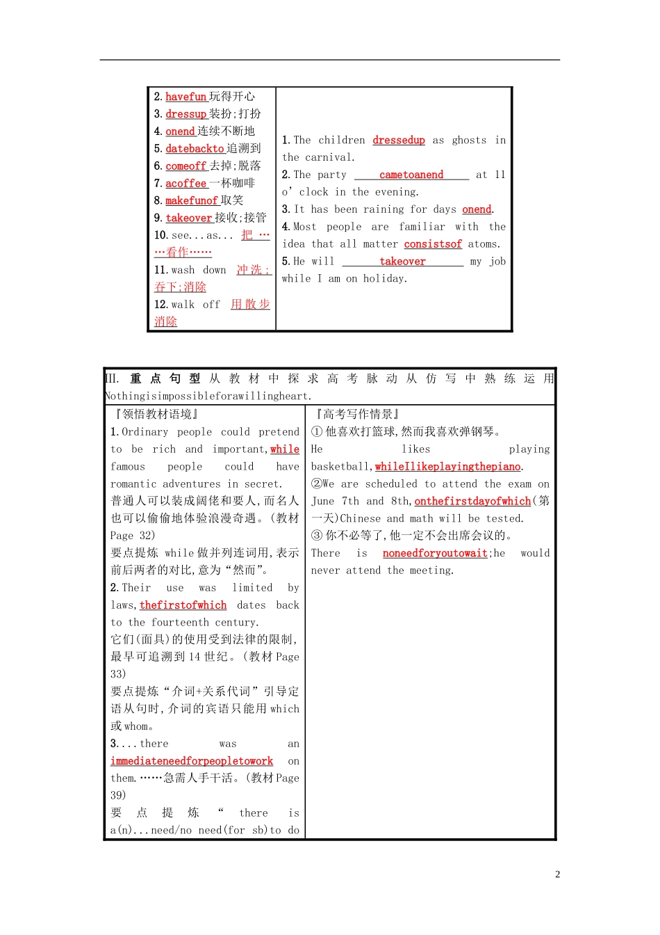 高考英语一轮复习 Module 4 Carnival预习案 外研版必修5-外研版高三必修5英语学案_第2页