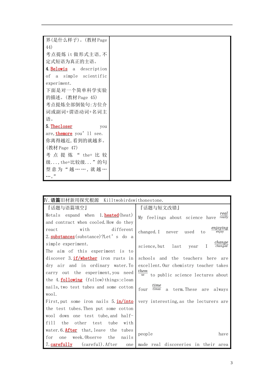 高考英语一轮复习 Module 5 A Lesson in a Lab 预习案 外研版必修1-外研版高三必修1英语学案_第3页