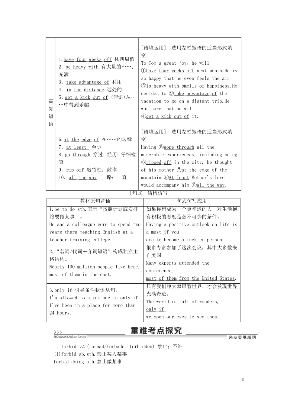 高考英语一轮复习 Module 5 A Trip Along the Three Gorges学案 外研版必修4-外研版高三必修4英语学案_第3页