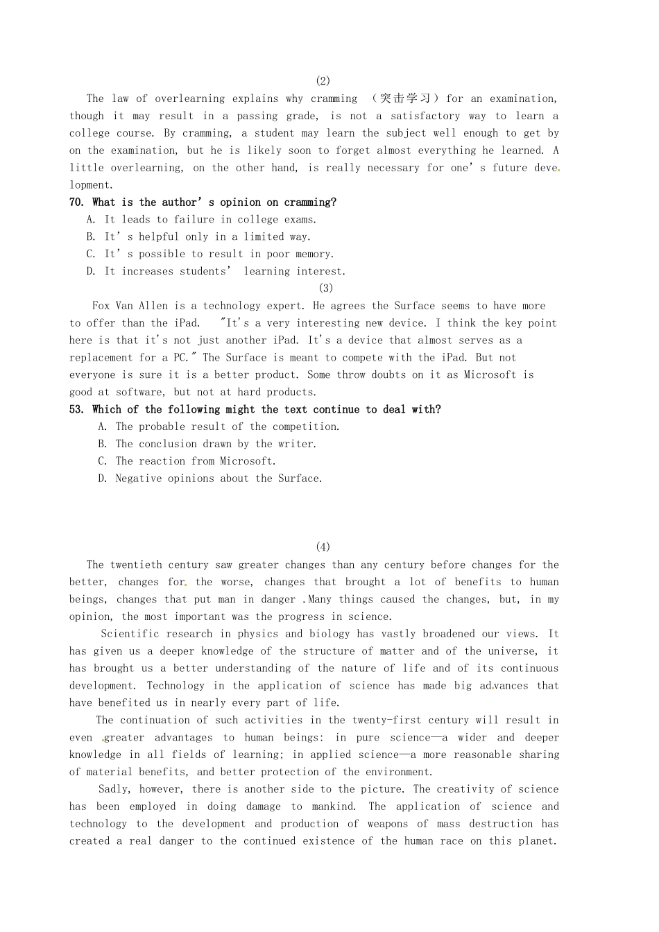 高考英语一轮复习 阅读理解观点态度及篇章结构复习导学案-人教版高三全册英语学案_第3页