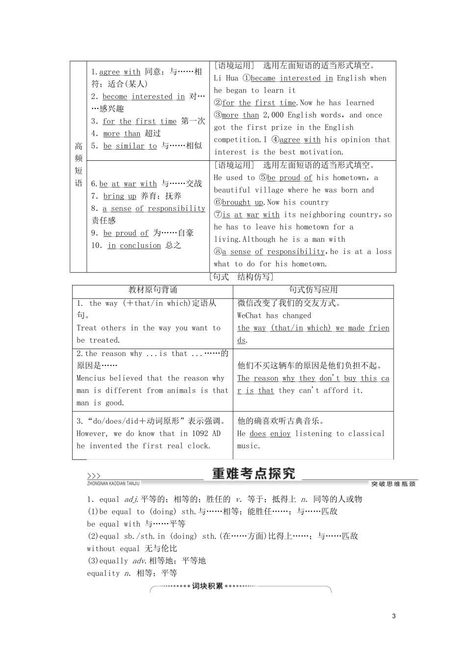 高考英语一轮复习 Module 5 Great People and Great Inventions of Ancient China学案 外研版必修3-外研版高三必修3英语学案_第3页