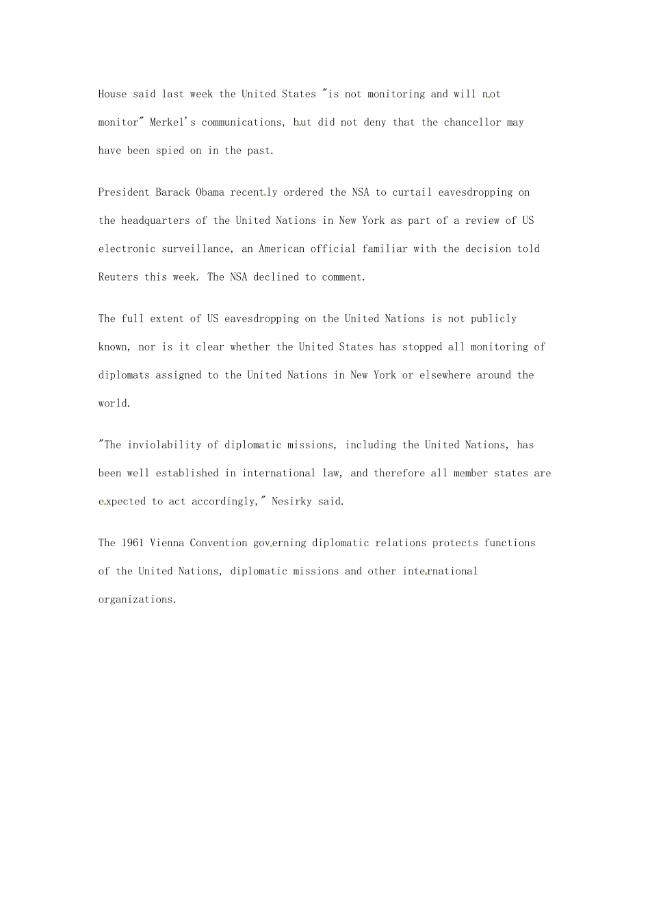 高考英语 考前突破阅读理解能力 美国保证不再监控联合国素材_第2页