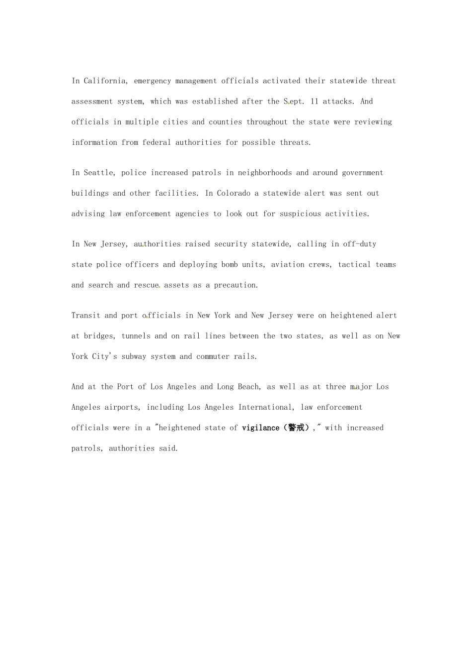 高考英语 考前突破阅读理解能力 社会生活 波士顿爆炸案使美国安保级别提升素材_第3页