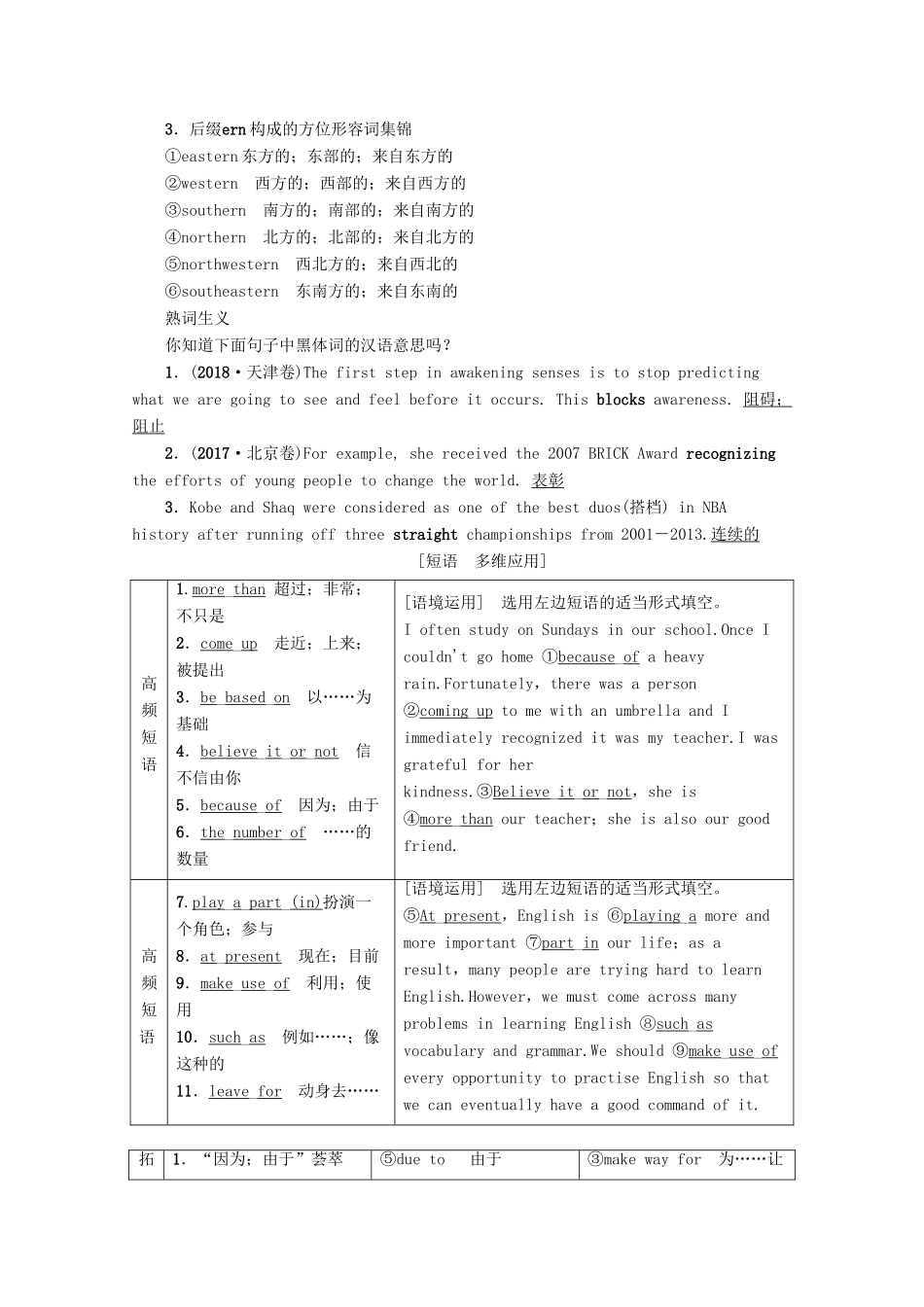 高考英语一轮复习 第1部分 Unit 2 English around the world教学案（含解析）新人教版必修1-新人教版高三必修1英语教学案_第3页