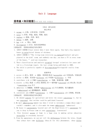 高考英语一轮复习 第1部分 Unit 2 Language教学案（含解析）牛津译林版必修3-牛津版高三必修3英语教学案