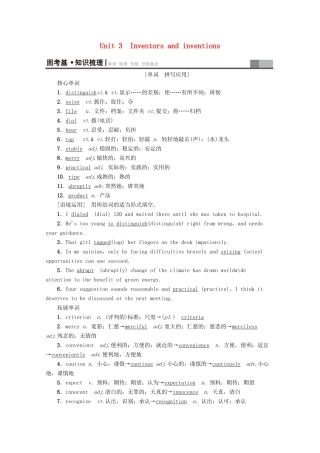 高考英语一轮复习 第1部分 Unit 3 Inventors and inventions教学案（含解析）新人教版选修8-新人教版高三选修8英语教学案
