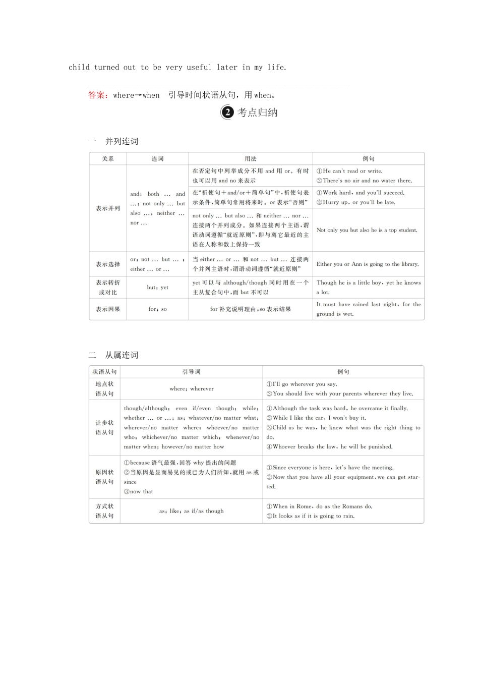 高考英语一轮统考复习 第二编 语法突破 专题五 连词和状语从句学案（含解析）北师大版-北师大版高三全册英语学案_第2页
