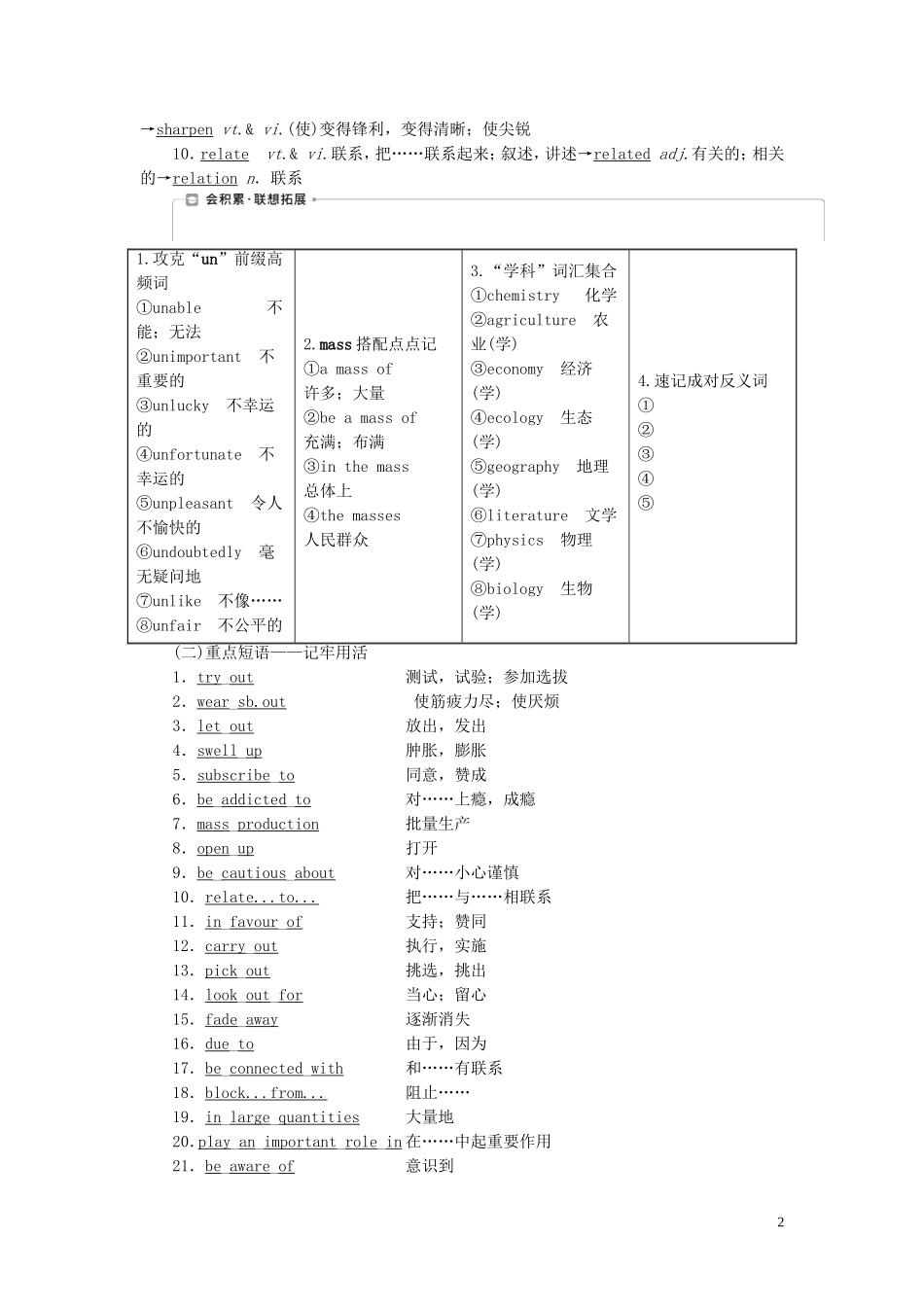 高考英语一轮复习 Unit 2 Fit for life学案 牛津译林版选修7-牛津版高三选修7英语学案_第2页