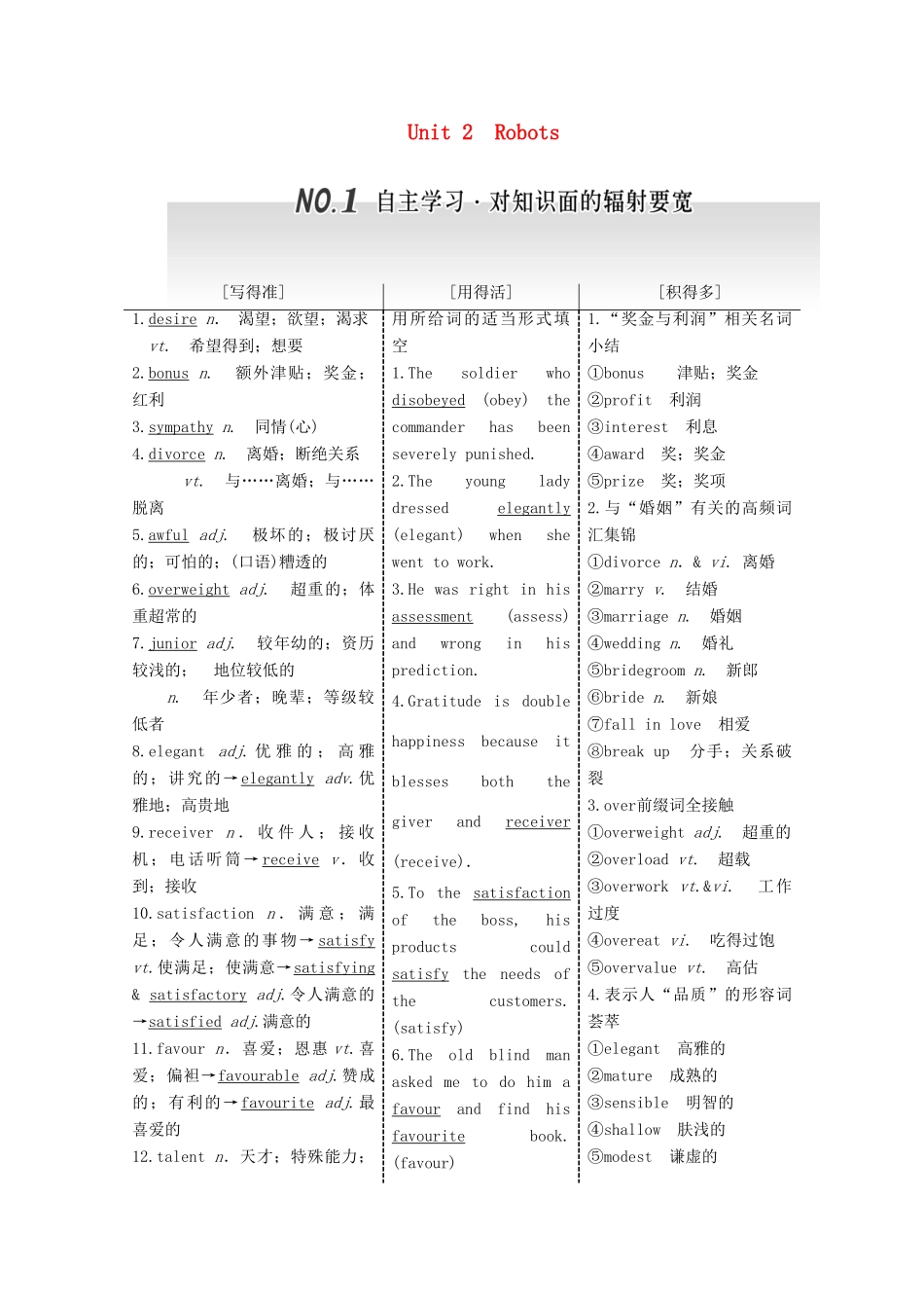 高考英语一轮复习 Unit 2 Robots导学案 新人教版选修7-新人教版高三选修7英语学案_第1页